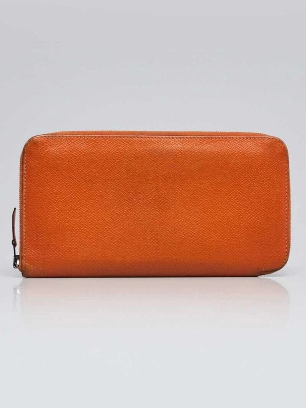 Hermes Orange Epsom Leather Zip Around Wallet
